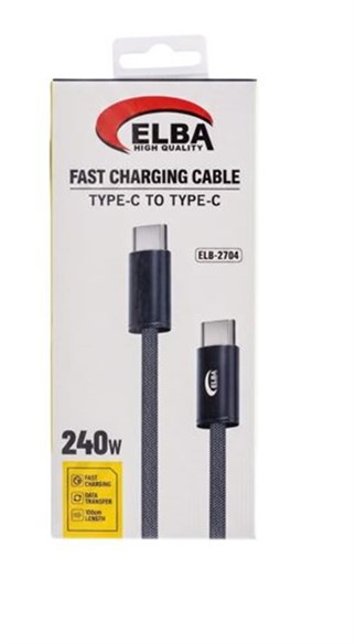 Elba ELB-2704 240w Type-c To Type-c 1mt Örgülü Desenli  Şarj Kablosu 480Mps  Hızlı Şarj