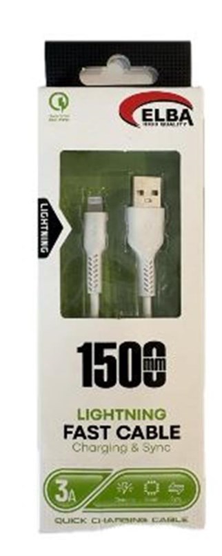 Elba Elb36-L1 1,5Mt  Micro  Beyaz 3A Hızlı Şarj Kablosu