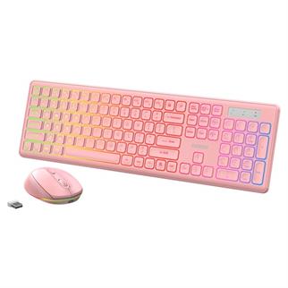 Everest KM-319BT Pembe 2.4G+BT1+BT2 Çoklu Cihaz Bağlantılı Q Set Kablosuz Klavye + Mouse