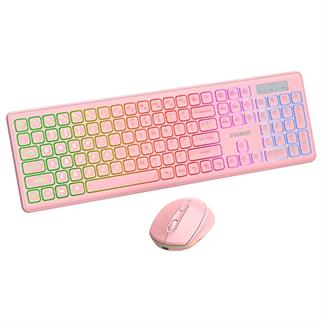 Everest KM-319BT Pembe 2.4G+BT1+BT2 Çoklu Cihaz Bağlantılı Q Set Kablosuz Klavye + Mouse