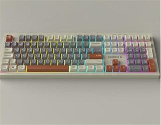 Everest KM-77 Runa Gri-Krem-Kahve Usb Rainbow Aydınlatmalı Sessiz Q Klavye + Mouse Set