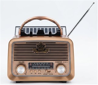 Everton RT-301.m  Bluetooth-USB-SD-FM Şarjlı,Solarlı,Ledli, Nostaljik Radyo El Fenerl Radyo