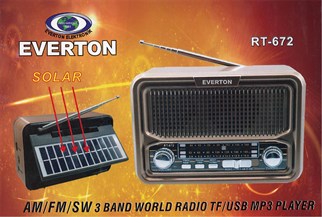 Everton Rt-672 Bluetooth Fm-Usb-Tf-Aux Şarjlı Solar Nostaljik Radyo