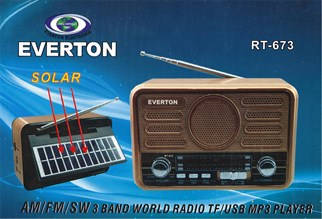 Everton Rt-673 Bluetooth Fm-Usb-Tf- Şarjlı Solar Nostaljik Radyo