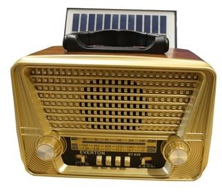 Everton Rt-836  Bluetooth Fm-Usb-Tf-Aux Solarlı Şarjlı Nostaljik Radyo