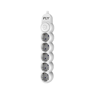 FLY 3394-01, 5 Soket, Akım Korumalı Priz, 2.1A, Anahtarlı, 2Mt Kablo, (Beyaz)