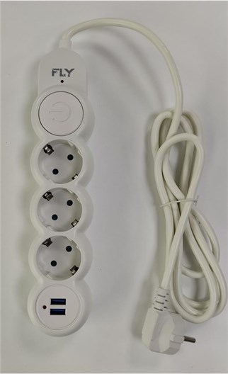 Fly 3393-01 3lü 2mt 2.1A Anahtarlı 2Usb Şarj Çıkışlı Akım Korumalı 2500w