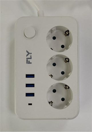 Fly 3406-01 3lü Anahtarlı 2.1A 3Usb Şarj Çıkışı 2mt Anahtarlı  Akım Korumalı Priz Çocuk Koruması