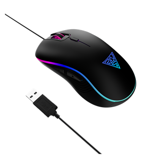 GAMDIAS AURA GS3, Çok Renkli Aydınlatma,  USB Kablolu, 6 Programlanabilir Buton, Gaming Mouse, 3.600 DPI, Siyah