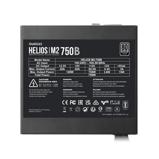 GAMDIAS HELIOS M2-750B, 750W, 80+ Silver, Aktif PFC, GAMING, ATX, Power Supply (PSU)
