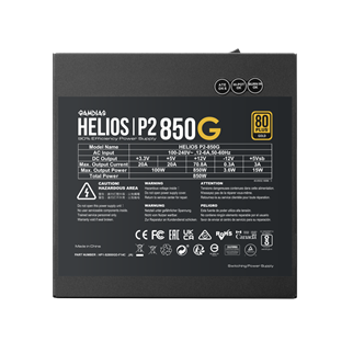 GAMDIAS HELIOS P2-850G, 850W, 80+ Gold, Full Modüler, Aktif PFC, GAMING, ATX, Power Supply (PSU)