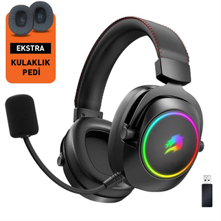 GAMEBOOSTER WBH44  RGB Wireless 2.4G+BT Siyah Oyuncu Kulaklığı
