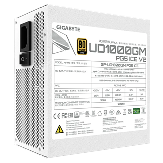 GIGABYTE 1000w 80+Gold GP-UD1000GM PG5 ICE Tam Modüler Power Supply Beyaz