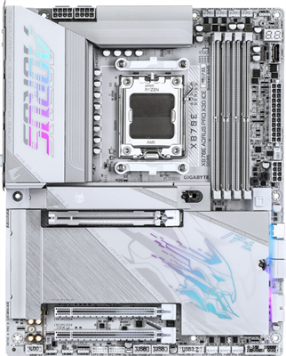 GIGABYTE AORUS PRO X ICE X870E DDR5 HDMI PCIe 5.0 AM5 ATX Beyaz