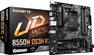 GIGABYTE B550M DS3H R2 DDR4 HDMI DP PCIe 16X v4.0 AM4 mATX