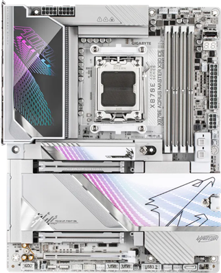 GIGABYTE X870E AORUS MASTER X3D ICE X870E WIFI7 HDMI-DP DDR5 AM5 ATX Beyaz