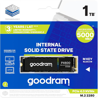 GOODRAM 1TB PX600 SSDPR-PX600-1K0-80 5000-3200MB/s M2 NVME GEN4 Disk