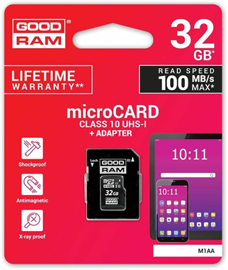 GOODRAM 32GB M1AA-0320R12 microSD Hafıza Kartı 100MB