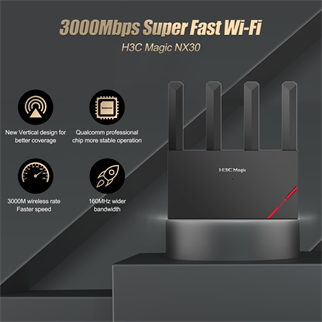 H3C Magic NX30, Dual Band, WiFi 6, 3000Mbps, 4Port GigaBit, 4ad Anten, Masaüstü, Router, Access Point