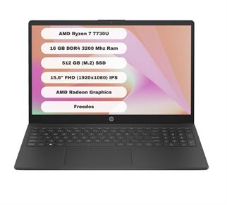HP 15 FC0059NT AMD Ryzen 7 7730U 16GB 512GB SSD 8M1T1EA FreeDOS 15.6