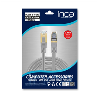 INCA 10metre CAT8 S/FTP ICAT8-10G Gri Patch Kablo
