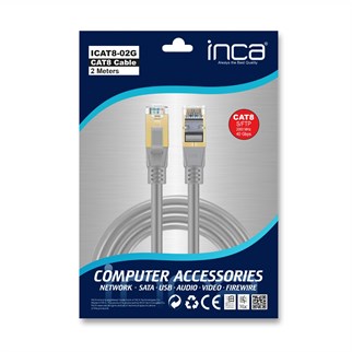 INCA 2metre CAT8 S/FTP ICAT8-02G Gri Patch Kablo