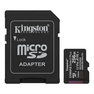 KINGSTON SDCS3/256GB, Canvas Select Plus Gen3 A1, 100Mb/s, MicroSD Kart Bellek (SD Adaptörlü)