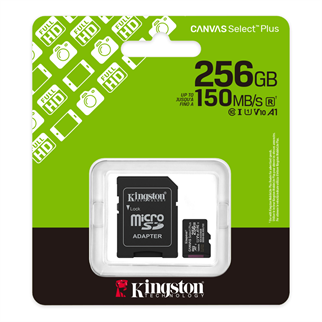 KINGSTON SDCS3/256GB, Canvas Select Plus Gen3 A1, 100Mb/s, MicroSD Kart Bellek (SD Adaptörlü)