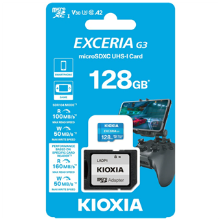KIOXIA 128GB ExceriaG3, LMEX3L128GG2, A2 V30 4K, CL10, 160Mb/s, MicroSD Kart Bellek (SD Adaptörlü)