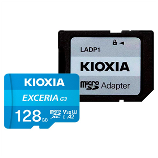 KIOXIA 128GB ExceriaG3, LMEX3L128GG2, A2 V30 4K, CL10, 160Mb/s, MicroSD Kart Bellek (SD Adaptörlü)
