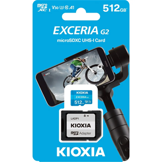 KIOXIA 512GB ExceriaG2, LMEXL512GG2 U1 V30 4K,  CL10, 100Mb/s, MicroSD Kart Bellek (SD Adaptörlü)