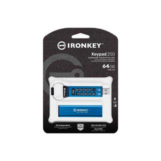 Kingston IKKP200-64GB 64GB IronKey Keypad 200, FIPS 140-3 Lvl 3 (Pending) Flash Bellek