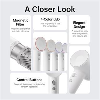 LAIFEN SE Beyaz1500W 2 Başlıklı Yüksek Hızlı Saç Kurutma Makinesi