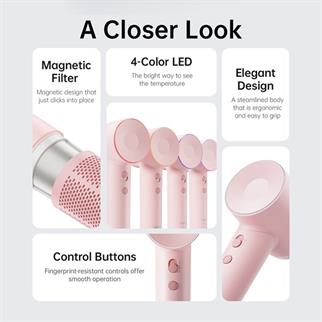 LAIFEN SE Pembe 1500W 2 Başlıklı Yüksek Hızlı Saç Kurutma Makinesi