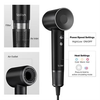 LAIFEN Swift Siyah 1600W 3 Başlıklı Yüksek Hızlı Saç Kurutma Makinesi