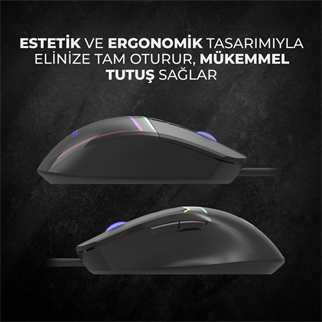 LECOO MS106 Kablolu USB RGB 3200dpi Siyah Gaming Mouse
