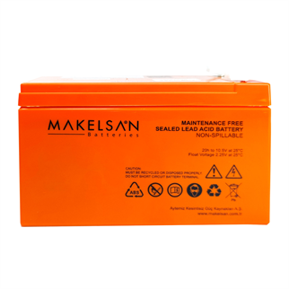 MAKELSAN 12V 9Ah, Bakımsız, Kuru Akü. UPS için Uygundur.