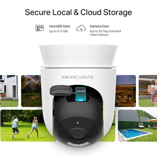 MERCUSYS 2MP PTZ Speed Dome 4MM Kablosuz Pan-Tilt IP Kamera MC500