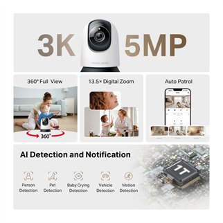 MERCUSYS 5mp 4mm Kablosuz Wıfı Pan-Tilt IP Kamera MC230