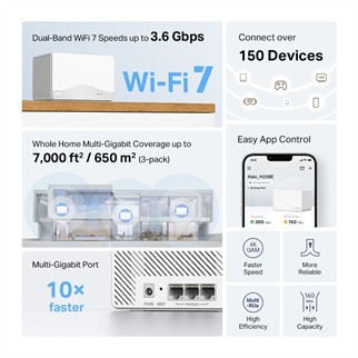 MERCUSYS HALO H25BE-3p WIFI7 BE3600 Çift Bant Mesh Router 3-lü set