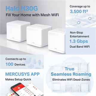 MERCUSYS HALO H30G AC1300 Dual Band Mesh Router 3lü Set