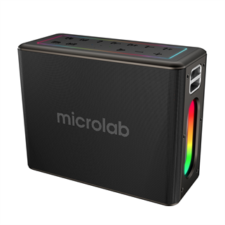 MICROLAB M60 Vega, 100W, Taşınabilir, BT/USB/AUX/TF/Type-C, RGB Işıklı, 15000mAh Batarya, 2adet Mikrofon, Karaoke/Parti, Bluetooth Speaker,