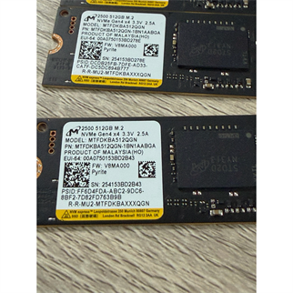 MICRON 2500 Seri, MTFDKBA512QGN-1BN1AABGA, 512GB, 6600/3650, Gen4, NVME PCIe M.2 2280, SSD