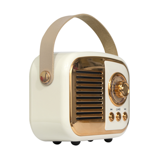 MIKADO MD-24BT, Echoes, Beyaz, 3W, Taşınabilir, USB/TF Kart/Bluetooth, 800mAh, Klasik Retro Müzik Kutusu