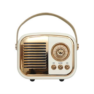 MIKADO MD-24BT, Echoes, Beyaz, 3W, Taşınabilir, USB/TF Kart/Bluetooth, 800mAh, Klasik Retro Müzik Kutusu