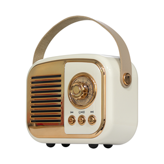 MIKADO MD-24BT, Echoes, Beyaz, 3W, Taşınabilir, USB/TF Kart/Bluetooth, 800mAh, Klasik Retro Müzik Kutusu