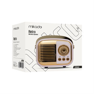 MIKADO MD-24BT, Echoes, Pembe, 3W, Taşınabilir, USB/TF Kart/Bluetooth, 800mAh, Klasik Retro Müzik Kutusu