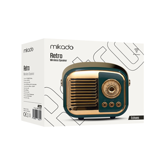 MIKADO MD-24BT, Echoes, Yeşil, 3W, Taşınabilir, USB/TF Kart/Bluetooth, 800mAh, Klasik Retro Müzik Kutusu