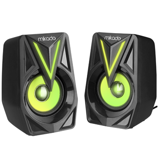 MIKADO MD-S23 GLARE, 6W, 1+1, Masaüstü, RGB Aydınlatma, USB, Siyah Kasa, Speaker