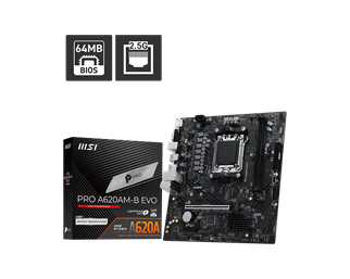 MSI PRO A620AM-B EVO DDR5 HDMI PCIE 4.0 AM5 mATX